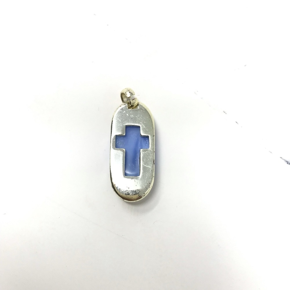 Pendant Silver Blue Marble Center - Picture 2 of 2